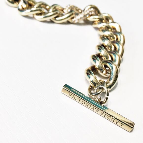 Victoria's Secret Pave Crystal Gold Link Bracelet - Picture 4 of 4